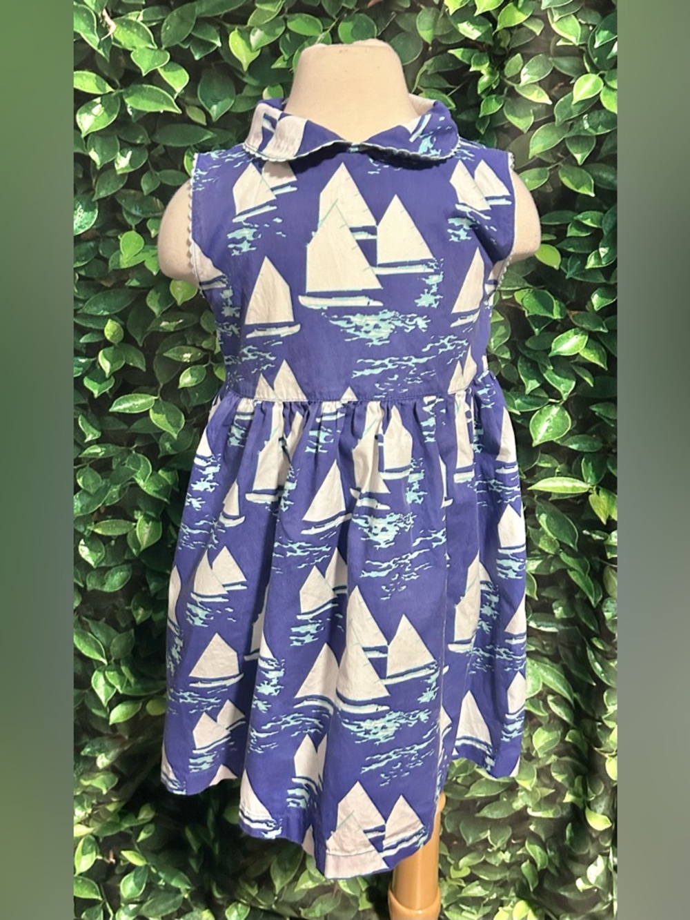 Nantucket Kids Sailboat Nautical Dress Blue White Sleeveless Girls 5